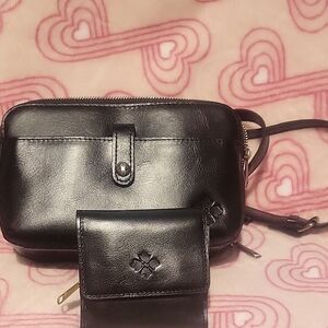 Patricia Nash Black Leather Crossbody with Wallet